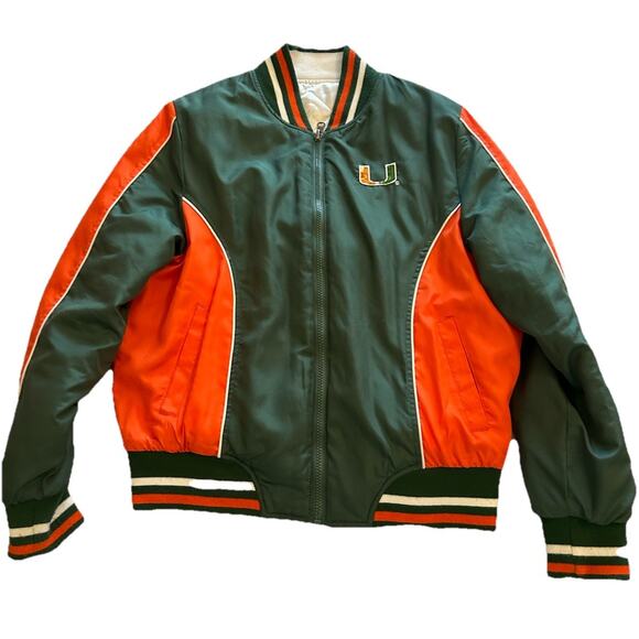 Miami Hurricanes Women's Large Cropped Jacket G-III Reversible Sequin Accent ACC - Picture 1 of 15